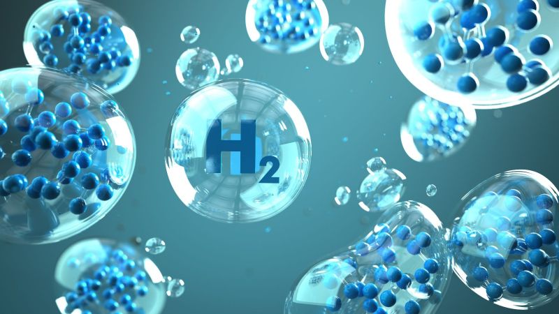 Grafik von Wasserstoffmolekülen in Großaufnahme