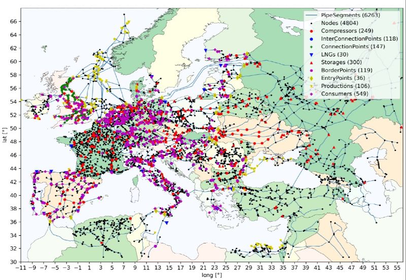 Grafik einer Europa-Karte mit vernetzten Punkten