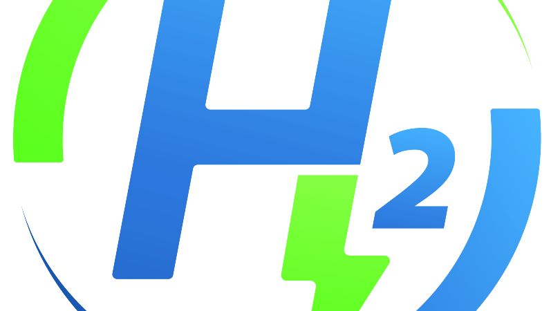 Logo in blau und grün mit einem H2 für Wasserstoff